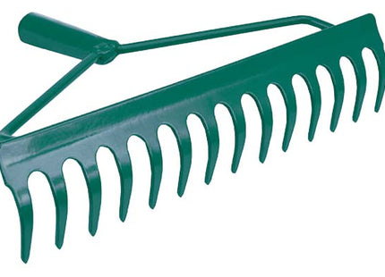 Metal rake, 14 teeth, with handle