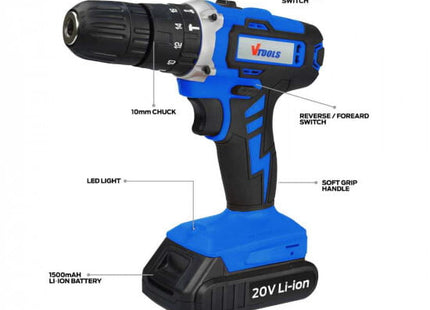 20 V CORDLESS IMPACT DRILL WITH 2 BATTREY
