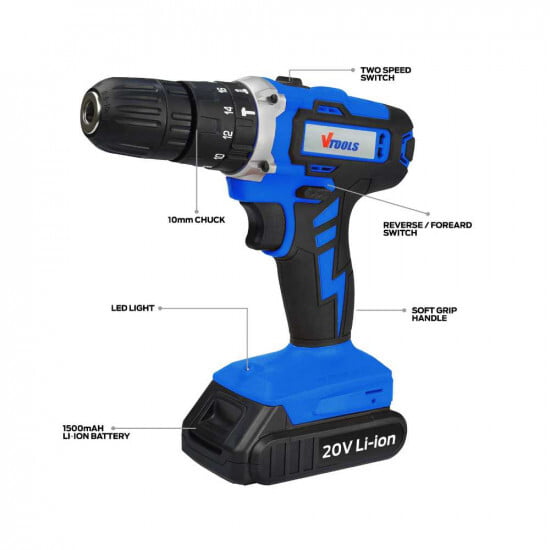 20 V CORDLESS IMPACT DRILL WITH 2 BATTREY