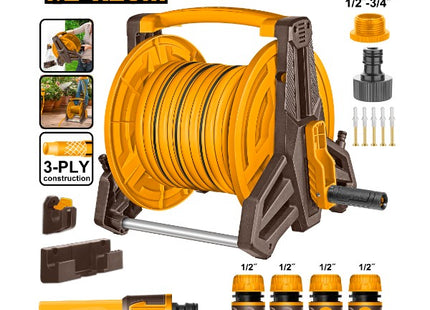 Hose reel + accessories set 1/2″x20m – P1C1 | HHR20124 Ingco