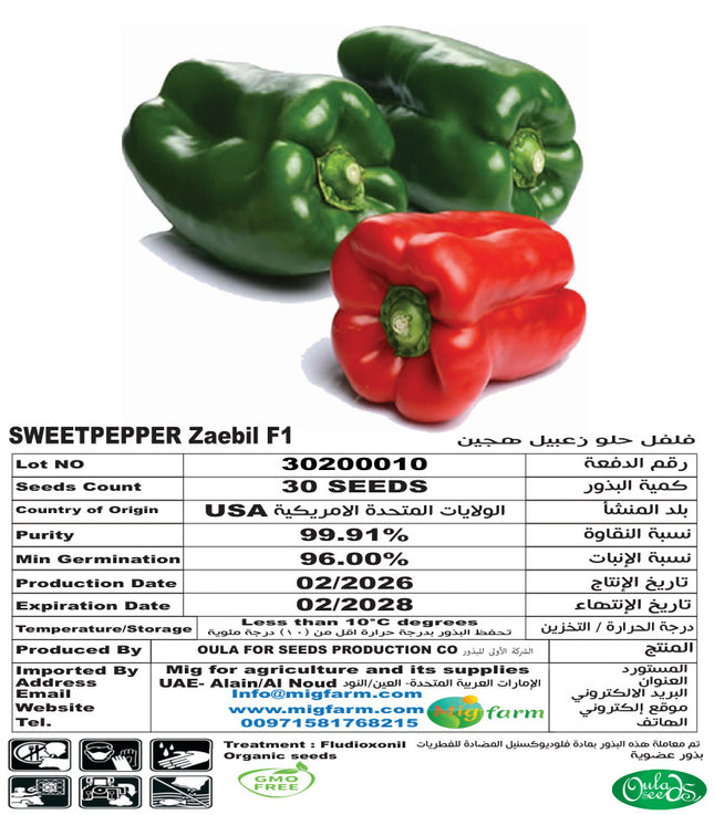 فليفلة زعبيل F1 (SWEETPEPPER ZAEBIL 30 Seeds)