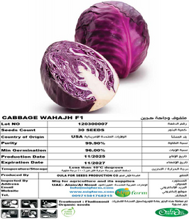 ملفوف وهاجةF1 (CABBAGE RED WAHAJH) 30 SEEDS
