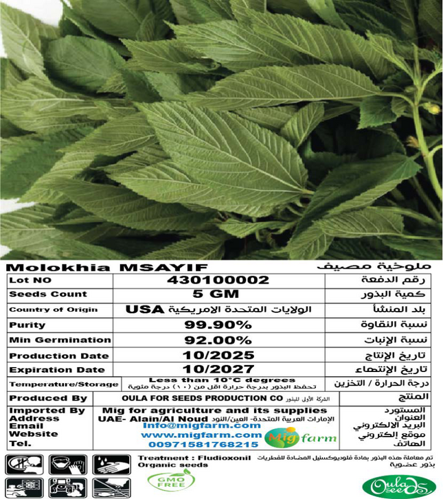 ملوخية مصيّف (MOLOKHIA MSAYIF) 5 GM