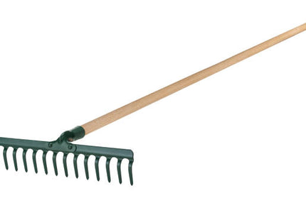 Metal rake, 14 teeth, with handle